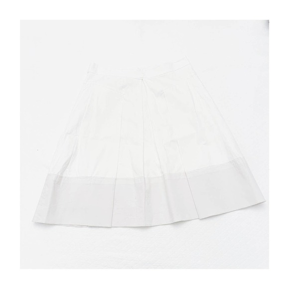 Rebecca Taylor Dresses & Skirts - Rebecca Taylor Pleated Cream Skirt Contrast Banded Hem SZ6